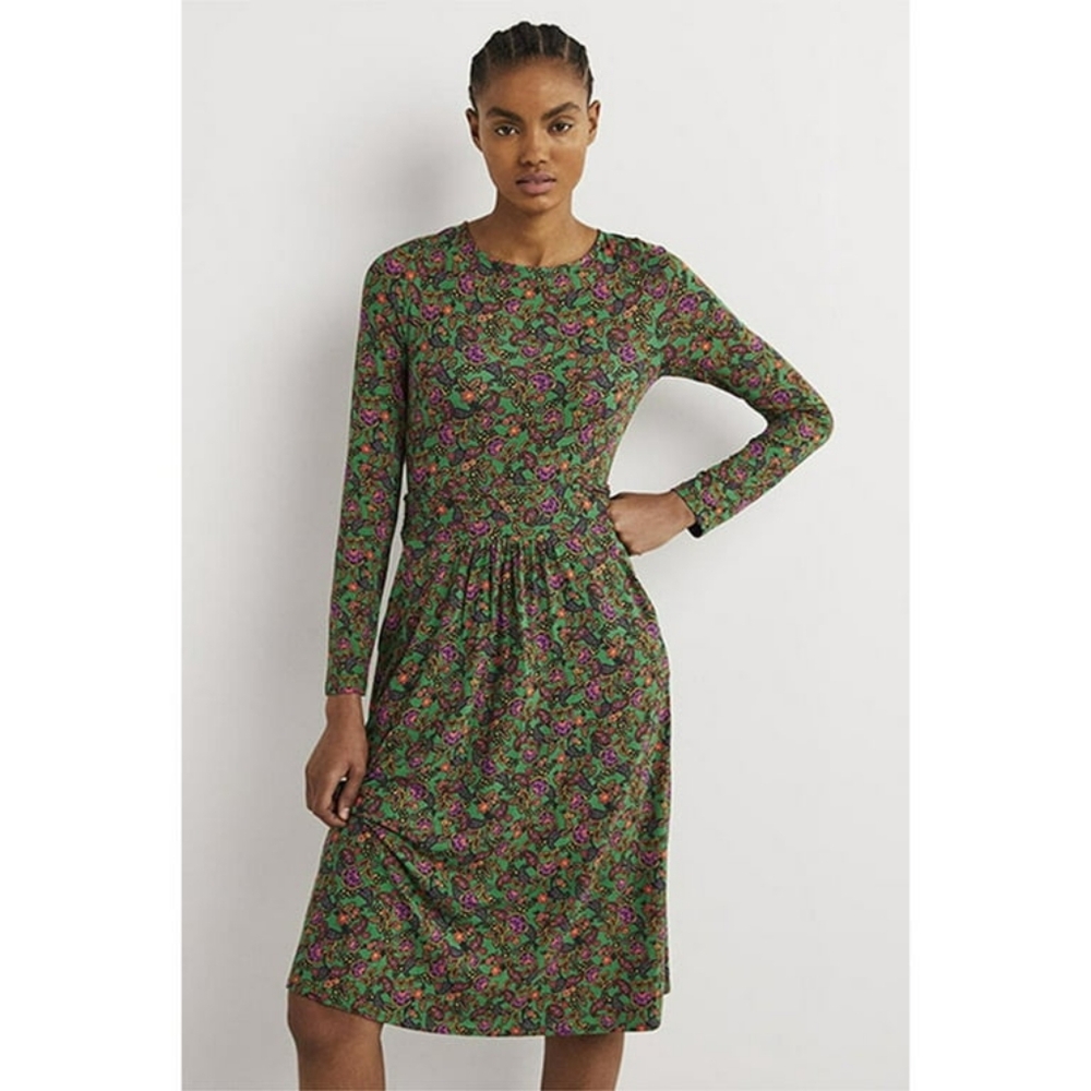 Boden NWT Abigail Dress Highland Green Fit & Flare